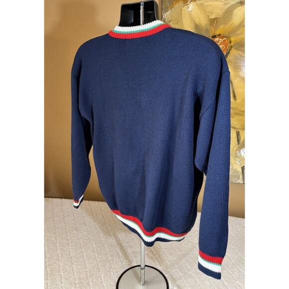 Vintage Quantum Sportswear Golf Themed Embroidered Striped Sweater Men’s Size L - Picture 12 of 16